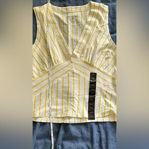 Banana Republic Sleeveless Blouse with Yellow and White Stripes